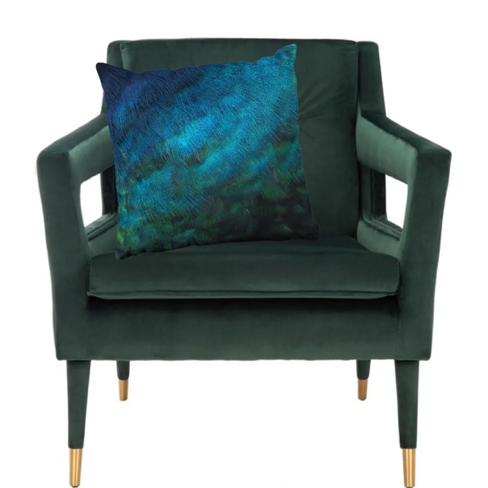 Luxury Home | Elegant Ombre Peacock Feather Throw Pillow Cover